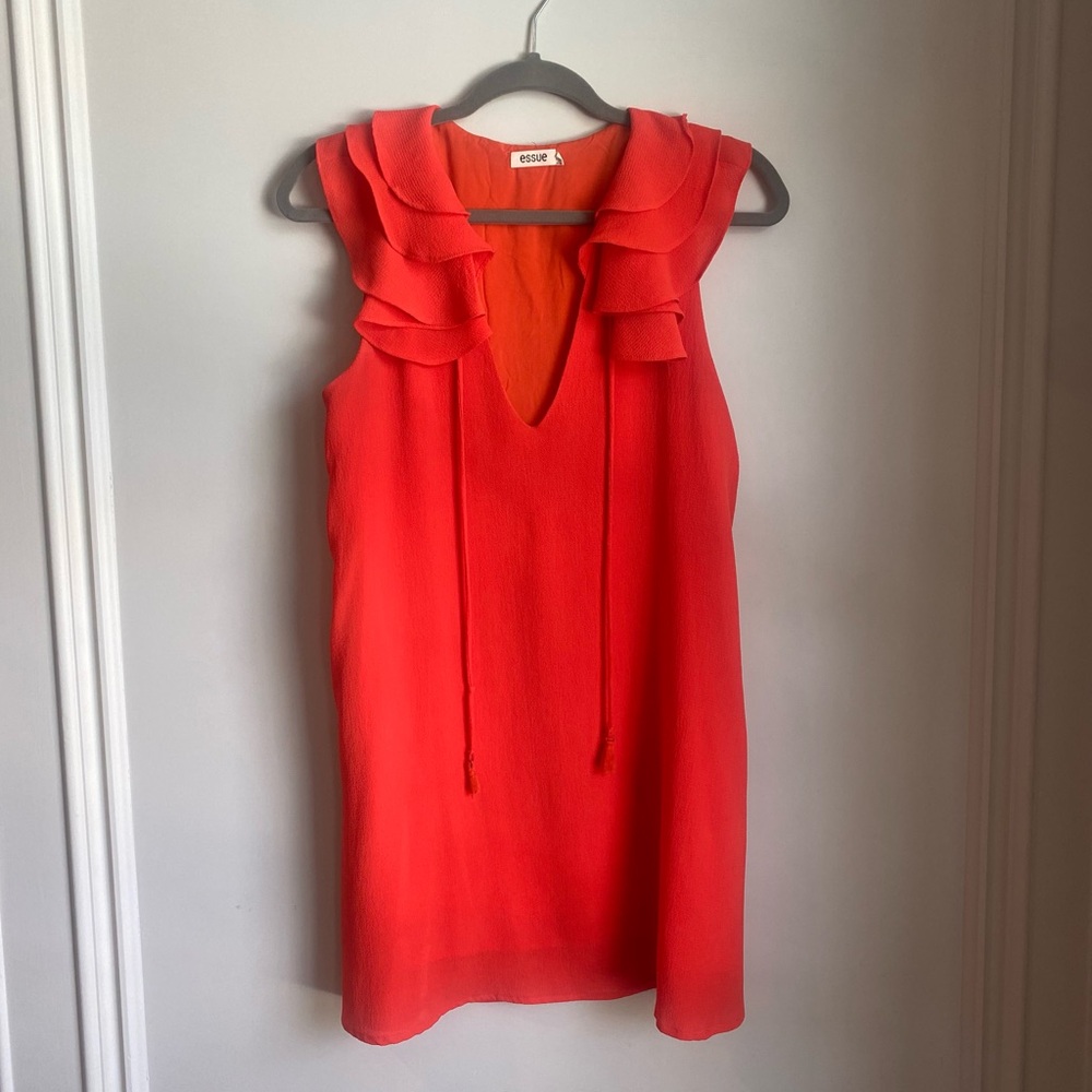 Red/Orange Mini Dress| Flowy| Ruffles| Size Small